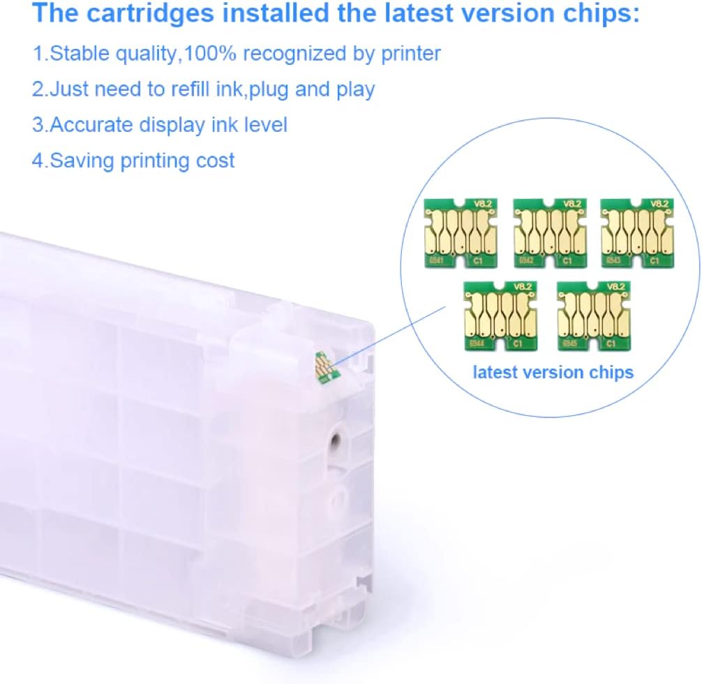 5Colors/Set T6941-T6945 T6941 Refillable Ink Cartridge with One Time Chip for E-pson SureColor T3270 T5270 T7270 700ML/PC