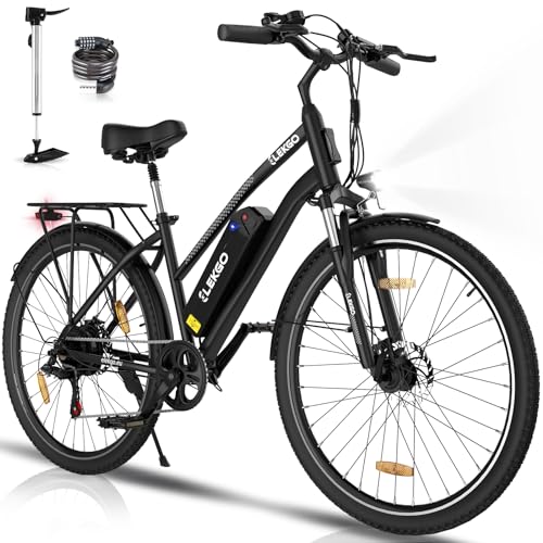 ELEKGO Bicicleta Eléctrica para Adultos, 28' E-Bike Bici Eléctrica Urbana con Batería Extraíble de 36V12Ah, Motor de 250W, 7 Velocidades Ebike