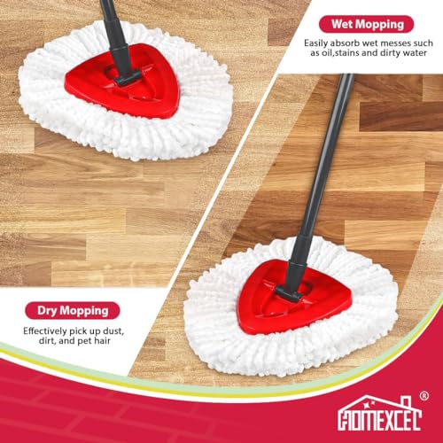 Image of HOMEXCEL Mop Replacement Heads Compatible with O-Cedar EasyWring Spin Mops 3 Pack-Washable Microfiber Spin Head Refills-Easy Cleaning Mop Head Replacement