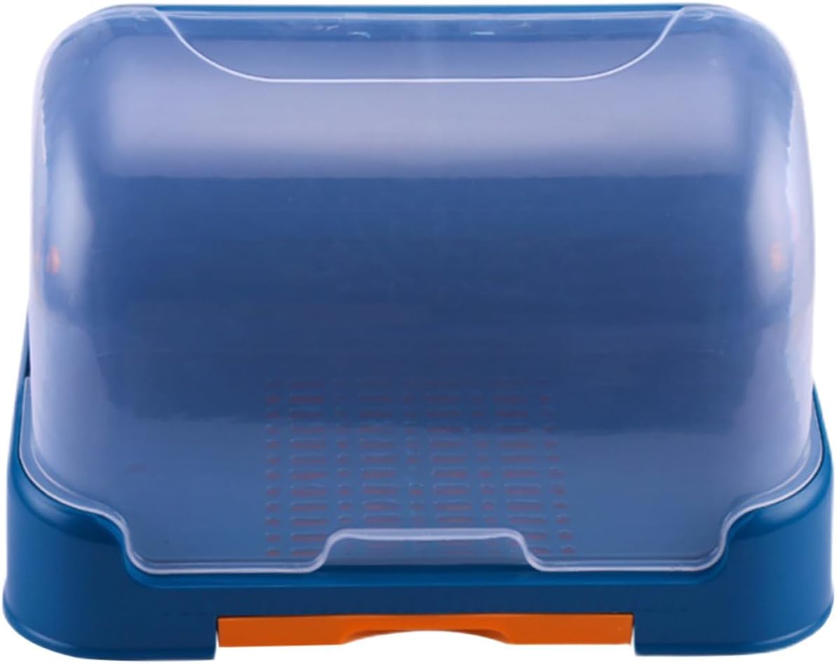 Blue Pp Dish Drying Rack with Lid for Kitchen Use, Water Bottle Organizer with Smooth Surface to Keep Tableware Dry and Neat
