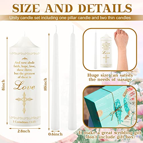 Frienda Unity Candles for Wedding Ceremony Set Wedding Unity Taper Candles Catholic Religious Ceremony Accessories(Charming Style)