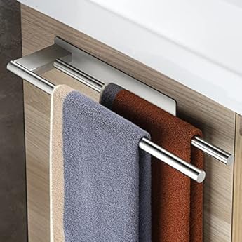 Portasciugamani Adesivo A Doppio Braccio Nero | Senza Foratura Per Bagno E Cucina, Acciaio Inossidabile - Foto 8