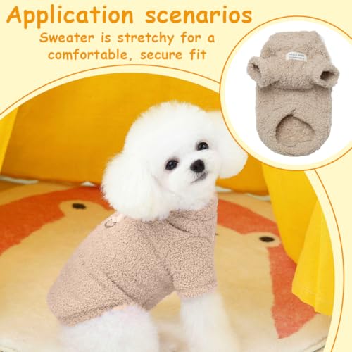 EIHI 1 Stück Haustier-Sherpa-Fleece-Pullover Weste Rollkragenpullover weiches Sweatshirt für kleine Hunde Katzen, Welpen Yorkie Chihuahua warme Herbst-Winterkleidung, khaki, s