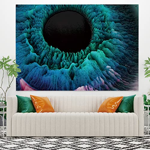 YongFoto 100x70cm Abstract Kleurrijk Schilderij Tapijtwerk, Zwarte Vortex Wandtapijten Oceaan Grote Golven Rock… - Image 3