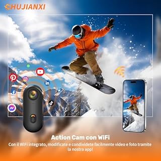 Chujianxi Mini Action Cam WiFi,Indossabile Body Cam 1080P,Thumb Bodycam Telecamera Casco,Fotocamera Subacquea Piccola,Controllo Delle APP, Videocamera da Pollice e Accessori Fotocamera(Nero)
