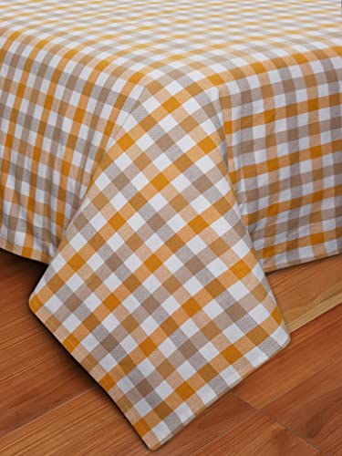 Image of AIRWILL, 200GSM Handloom Cotton Double Bedsheet with 2 Pillow Covers (Lanfranki Yellow)