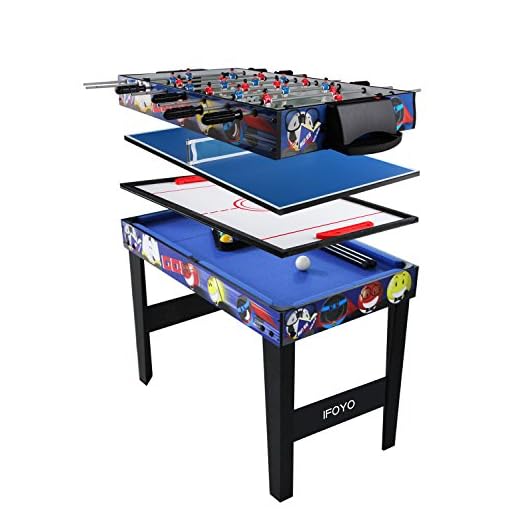 Mesa multijuego 4 en 1 para niños, IFOYO 31,5" mesa de juego constante, mesa de fútbol, mesa de hockey, mesa de piscina, mesa de ping pong