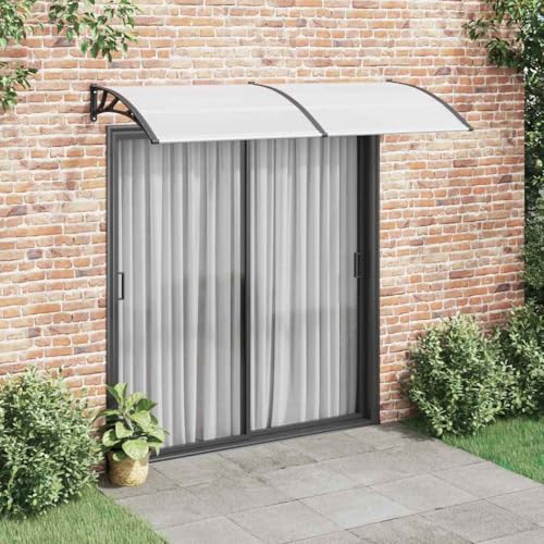 LoogCape Marquesina para puerta de policarbonato de 240 x 100 cm, resistente a la intemperie con paneles de 5 mm, soporte negro transparente, para entrada y ventana, protección UV, kit de montaje para