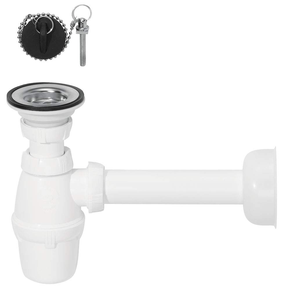 Wirquin 30718548 Set Ablaufgarnitur Siphon, Stöpsel mit Kette 