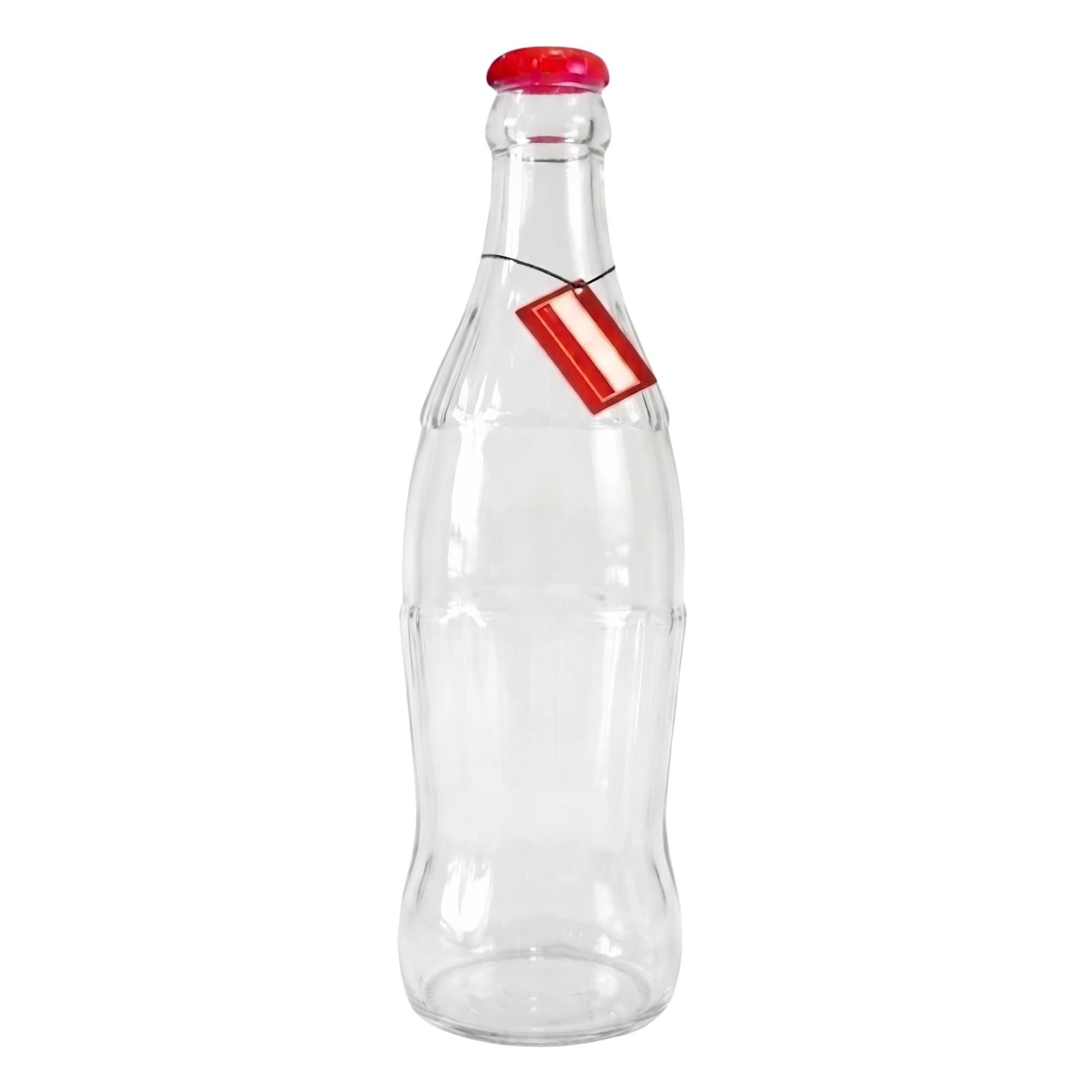 EDBA Money Bottle Piggy Bank - 30CM Tall Coin & Note Saving Bottle - Reusable Clear Plastic Money Jar with Red Lid - Large Savings Container - Home Gift Money Box