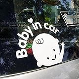 Elevin(TM) Baby In Car Waving Baby on Board Safety Sign Car Truck SUV Window Bumper Decal Sticker for Any Place,Laptop,Wall Sticker. (White)