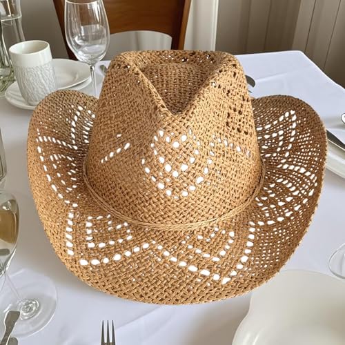 Sombrero vaquero de paja verano con protección solar miniatura 5