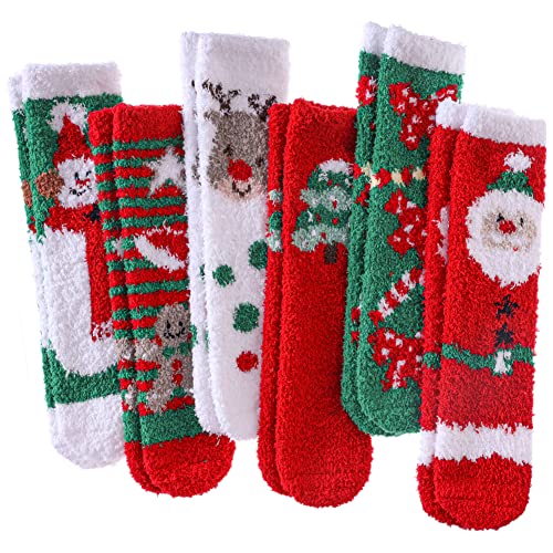 Image of LINEMIN Womens Fuzzy Socks Cozy Fluffy Winter Warm Slipper Socks Microfiber Soft Home Sleeping Socks