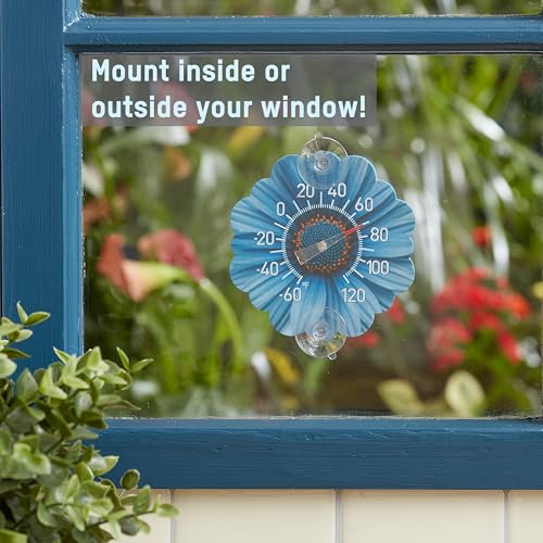 Image of Taylor Silicone Suction Cup Thermometer - Blue Daisy Design