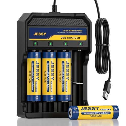 JESSY 4 Pack 3.7Volt Rechargeable Battery Charger Set, 3.7Volt Recharg