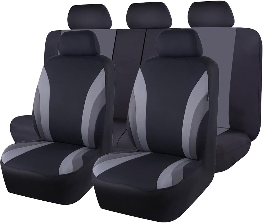 2 Pack Seat Car Seat Covers for Toyota Yaris iA 2017-2018 Black Grey Front Seat Universal Automotive Car Seat Covers, Vehicle Interior Covers