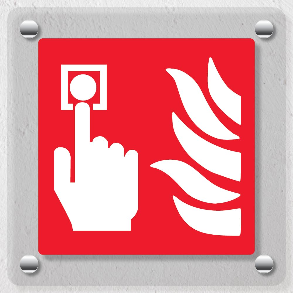 V Safety Fire Alarm Symbol - 100 x 100 mm - Acrylic Perspex Cast Clear Safety Sign