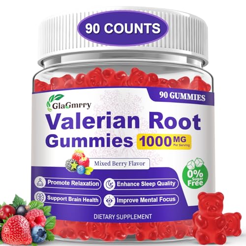 90 Count | Valerian Root Gummies with Melatonin & L-Theanine Natural Valerian Root Extract Supplements for Deep Zzz Relaxation & Calming Mixed Berry Flavor Sugar Free Non-GMO