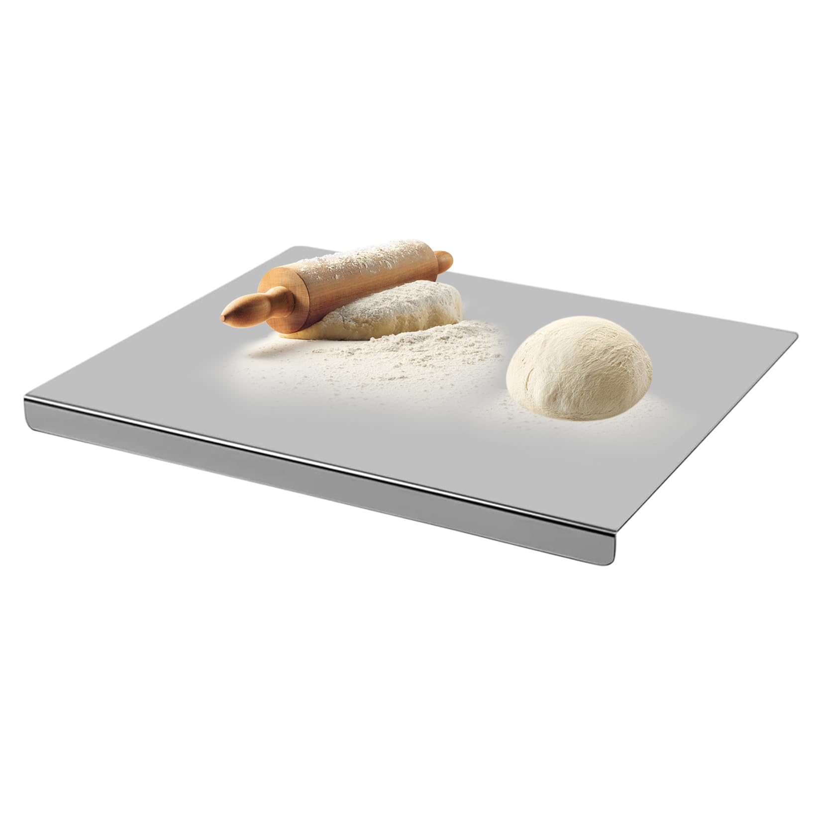 30 X 40Cm Tabla De Cortar De Acero Inoxidable Para Amasar Cortar y Hornear Con Borde De Protección También se Puede Utilizar Como Tabla Para Amasar Pasta en Cocinas Bares y Restaurantes