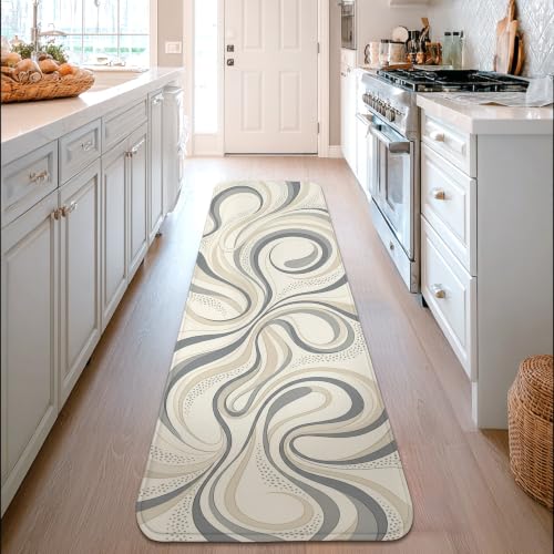Alfombra de pasillo moderna beige rectangular lavable de pelo bajo suave 4