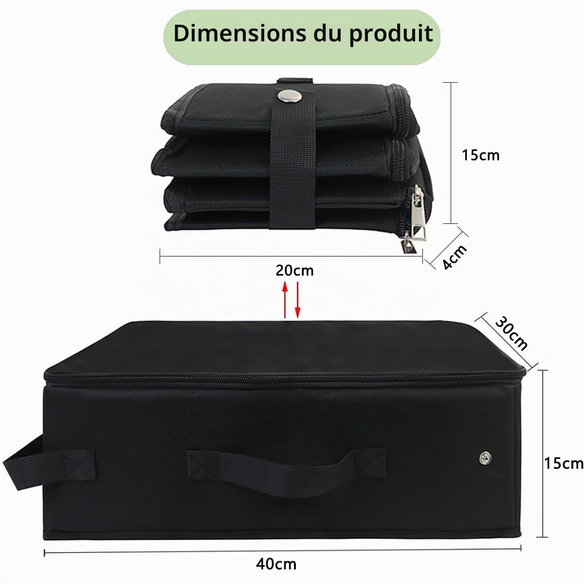 Bac a Litiere de Voyage pour Chat avec Couvercles, Pliable Litiere Portable pour Chat, Imperméable, Résistant pour Chaton, Lapin Voiture, Intérieur, Camping, Voyage, 40 * 30 * 15cm, Noir
