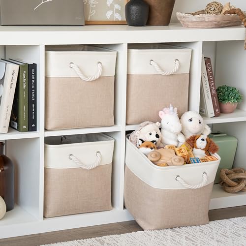 OrganiHaus Aufbewahrungsbox 30x30x30 cm 4er-Set, Stoffwürfel Regalkörbe, Aufbewahrungsbox Stoff, Ablagekörbe für das Kinderzimmer… – Ansicht 3