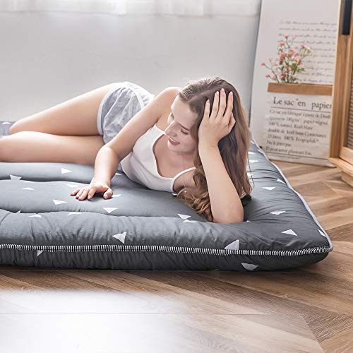 image for MAXYOYO Grey Triangle Japanese Floor Futon Mattress, Tatami Floor Mat 