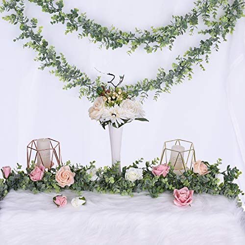 Dearhouse 4 Pack Faux Eucalyptus Garland Plant, Artificial Vines Hanging Eucalyptus Leaves Greenery Garland For Wedding Backdrop Arch Wall Decor, 6 Feet/Pcs Uv Protected Indoor Outdoor #TOP2