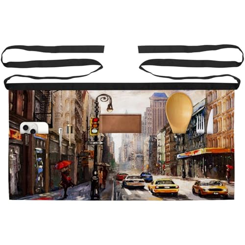 Tablier de cuisine court lot de 3 pour bistrot et restaurant motif artistique