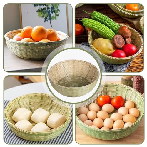 Cesta de bambú hecha a mano de 36cm para pan y organización rústica de cocina 6