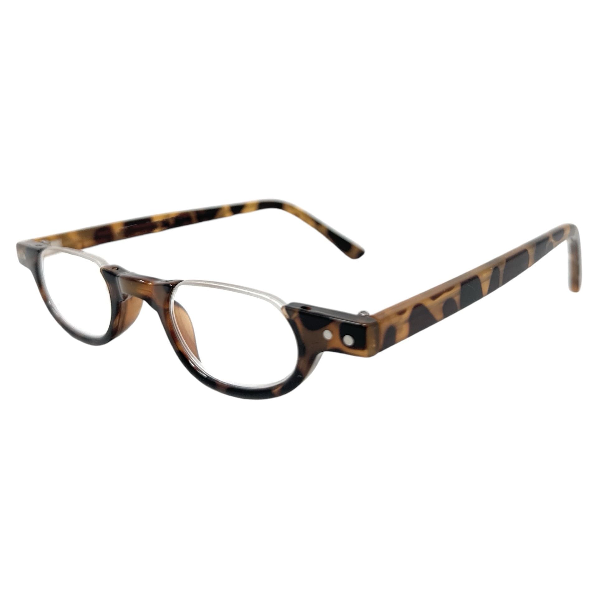 Incredible Bargains The Hunter Half Moon Under Frame Rimless Round Reading Glasses, Unisex Half Rim Readers for Men and Women