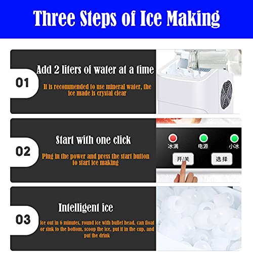 MHGD Eismaschine für kleine Eiswürfel auf der Arbeitsplatte, kompakter Eiswürfelbereiter, selbstreinigendes LED-Display… – Bild 4