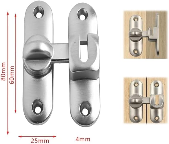 Flip Sliding Barn Door Lock,90/180 Degree Sliding Door Lock Latch Small Latch Anti Theft Door Lock Flat Lock Door Bolt Opening Door Hardware Accessories for Barn Door,Pet Door,Kitchens,Bathrooms