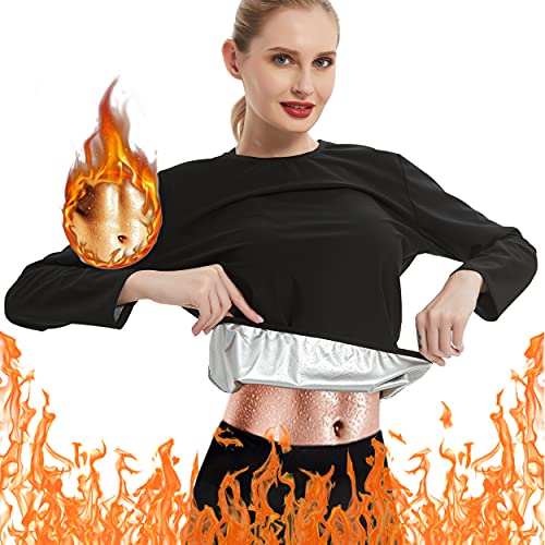 Rainify Sauna Suit for Women Fitness Exercise Sauna Sweat Suit Long Sleeve Sauna Jacket Women Sauna Top Gym Workout Sweat Jacket(Sauna top A,XX-Large)