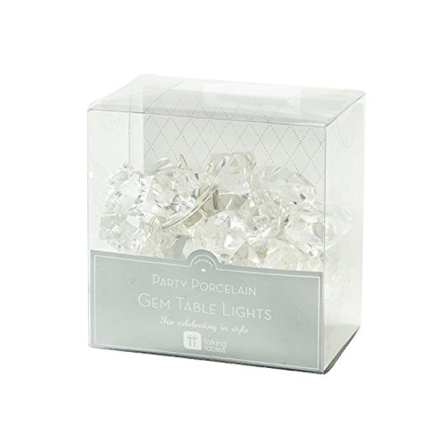 Talking Tables Party Porcelain Silver Gem LED Table Lights for Weddings, Birthdays and Christmas, Silver (2m)
