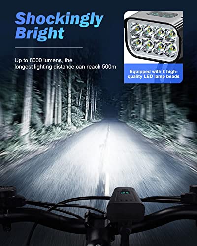 image for Victoper Upgraded Bike Lights, 8 LED High Lumens Super Bright Bike Lig