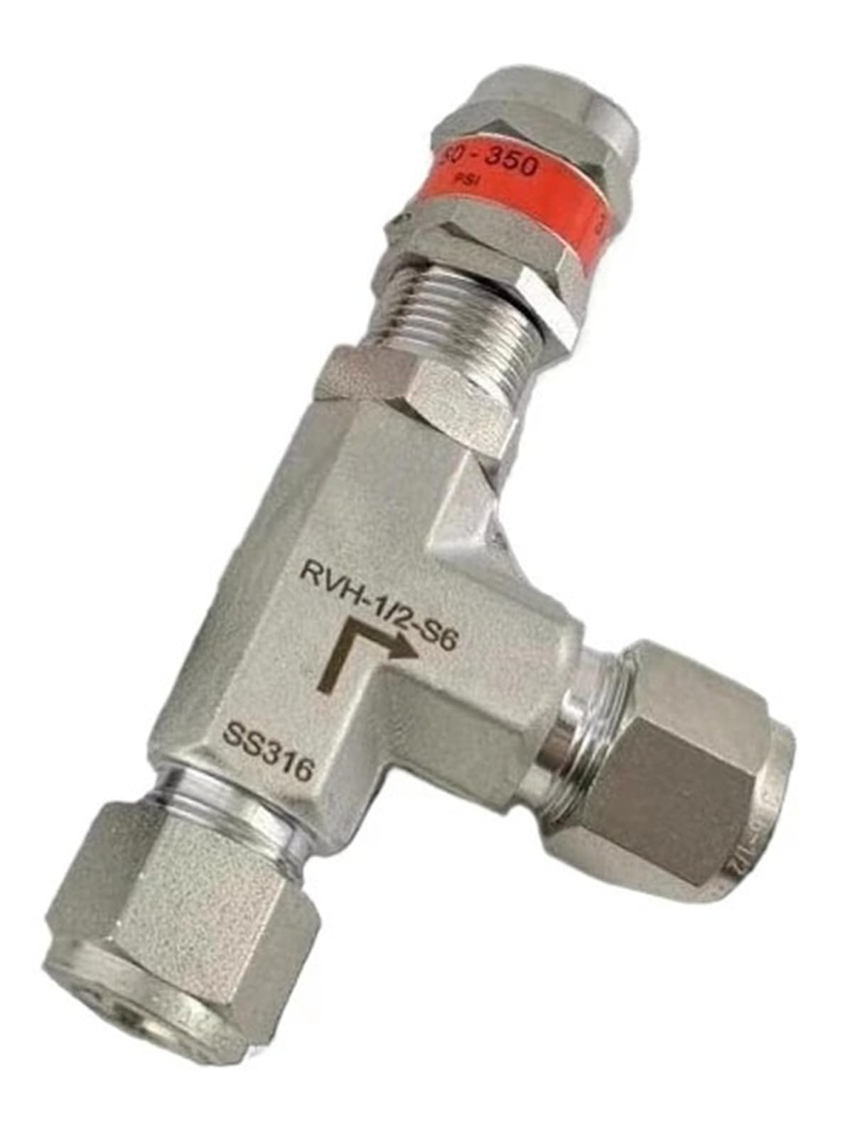 Válvula de alivio con resorte ajustable en codo de compresión de 4 mm