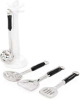 Odoria 1/12 Miniature Kitchen Utensils with Stand Dollhouse Decoration Accessories, White