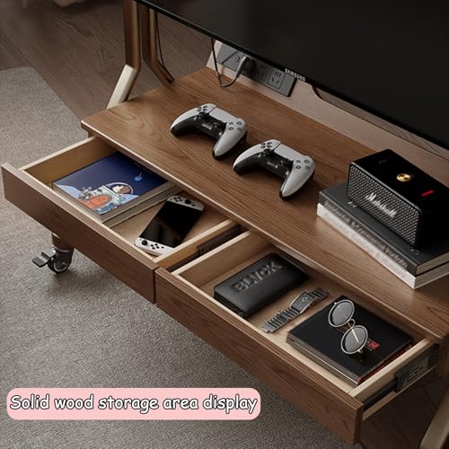 Soporte móvil para TV de madera sólida con ruedas miniatura 7