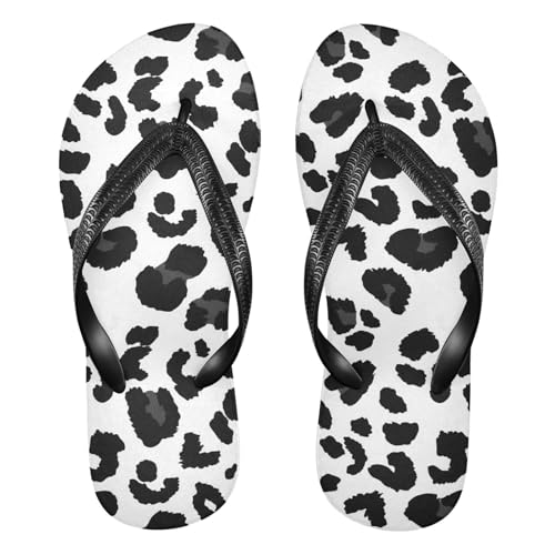 Leopard Black White Flip Flop Beach Summer Casual Sandal for Women & Men Shower Shoes 20861788