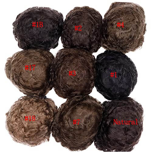 Lishy Curly Men Toupee Human Hair Replacement Systems For Men Hairpiece 20Mm Curl All V-Looped Full Skin Pu Wigs 10X8Inch Natural Black Color #TOP6