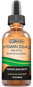 SBR Nutrition MAX Absorption Vitamin D3 + K2 Liquid Drops with MCT Oil, Peppermint Flavor
