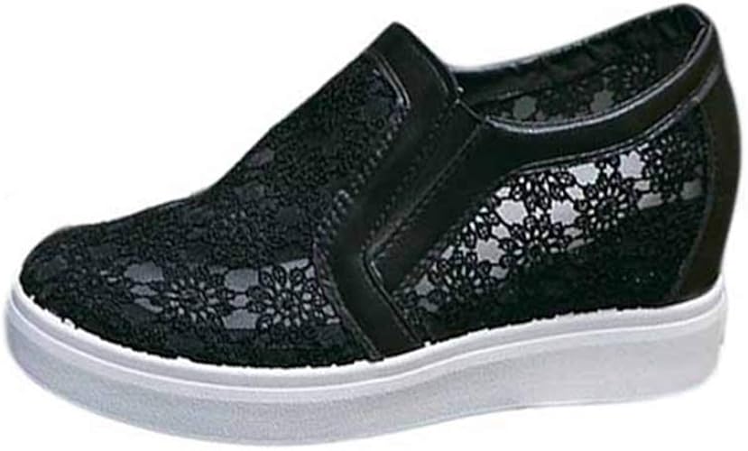 Amazon Ijge スリッポン インヒール 厚底 レディース スニーカー 大きいサイズ 6 5cm 歩きやすい 通気 レース 紐なし 履きやすい インヒールスニーカー 痛くない 白 黒 カジュアル おしゃれ スリッポン 厚底靴 かわいい 通勤 通学 Ijge スニーカー