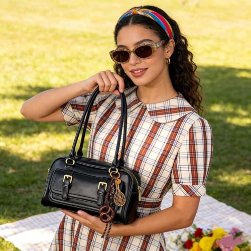Bolso hombro vintage para mujer en cuero PU miniatura 2