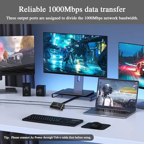 ZDQCB Ethernet Splitter 1 to 3, High Speed Internet & Ethernet Switch for Cat5, Cat5e, Cat6, Cat 7 Cable (1000Mbps) by ZDQCB - Image 2