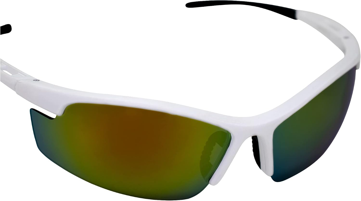 AlterImage Venture Wraparound Sports & Motorcycle Retro Sunglasses for Men or Women Semi-Rimless White Frame w/Rubber Tips & Nose Pads G-Tech Red Lenses