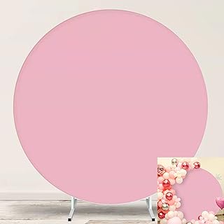 Jditngp Shrimp Pink Backdrop Pink Round Backdrop Cover 7.2FT Circle Photography Background with 4 Clips for Women Girls Princess Sweet Party Decoration Supplies Photo Studio Props Soft Pink Backdrops