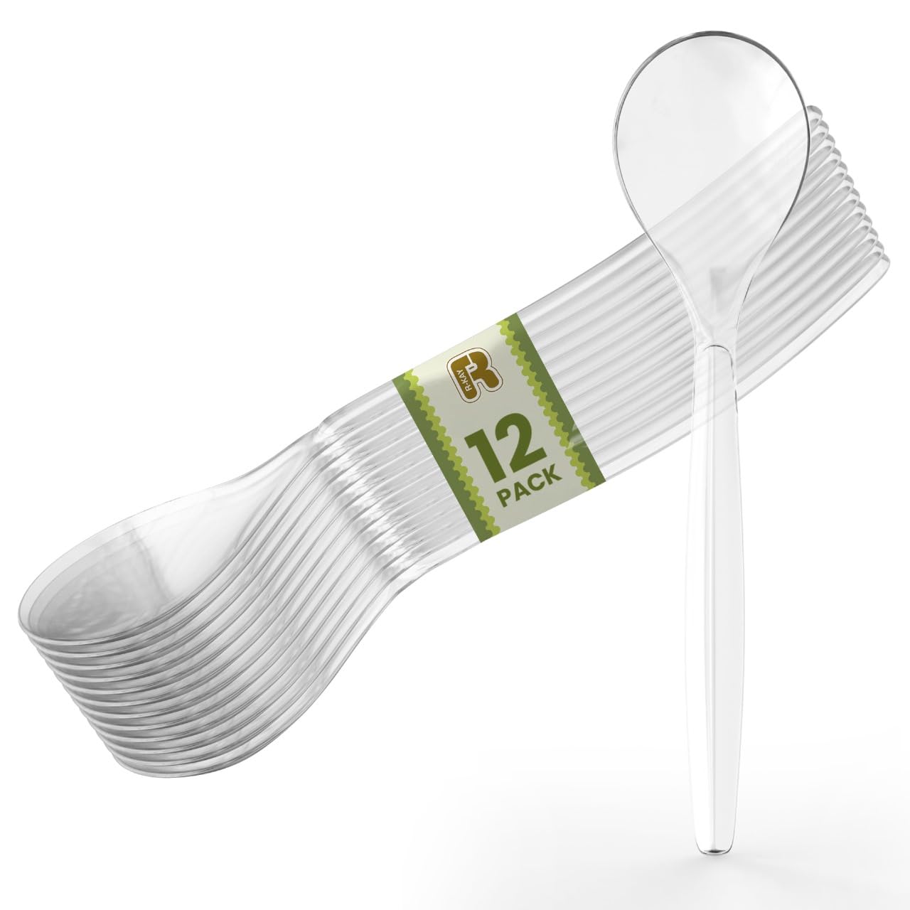 12 Pack Plastic Serving Spoons For Buffet - Extra Large 10 in Clear Plastic Serving Utensils For Hot And Cold Food - Disposable Serving Utensils For