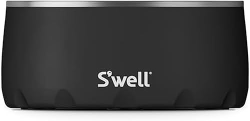 S'well Cuenco de acero inoxidable para perros de tamaño mediano a grande, 32 onzas, ónix, diseño antideslizante y sin derrames, con parte inferior