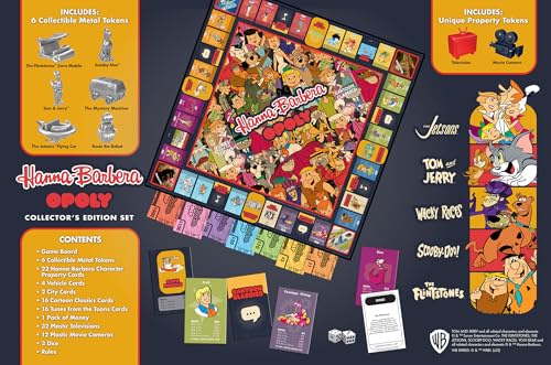 Hanna-Barbera Opoly - Game for All Ages by Masterpieces - Board Games for Families - Opoly Style Cartoon Strategy Board Game